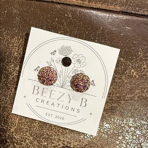 Multicolor Glitter Druzy Stud Earrings
